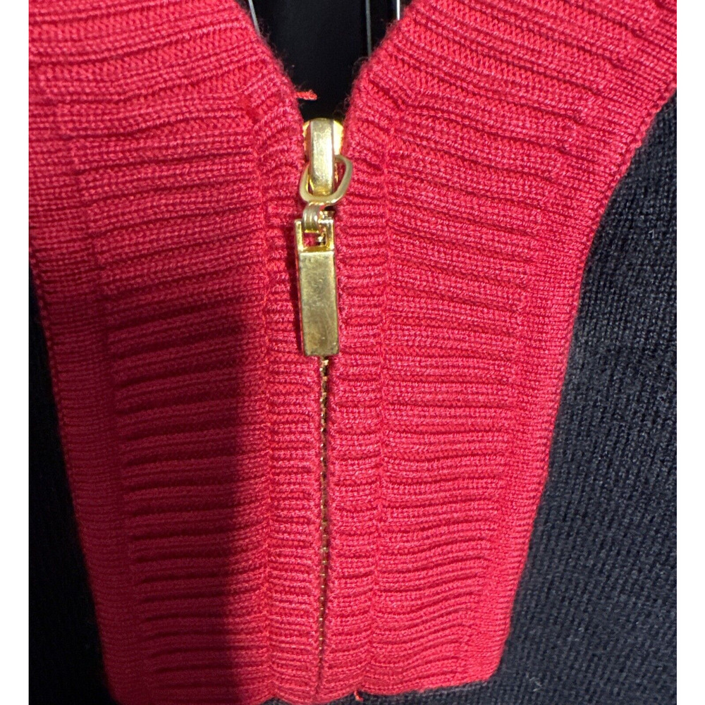 Cable & Gauge Women’s Small Black Knit Top Red Trim Half Zip V-Neck Knit Sweater - Picture 7 of 9